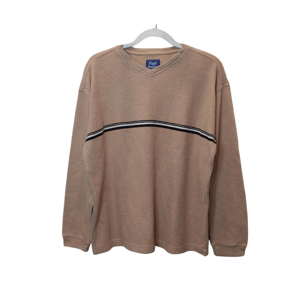 High Sierra Men's pullover V neckline long sleeved casual sweater beige Medium